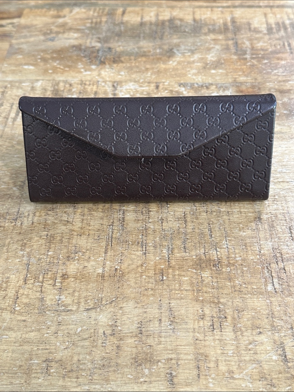 Gucci Dark Brown Embossed GG Sunglasses Case